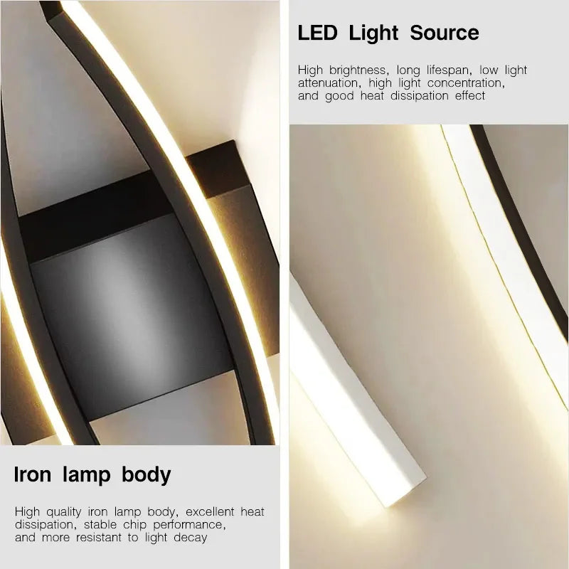 Modern Minimalist LED Wall Light Black White Interior Decoration Lamps Wall Lamp Living Room up down Light Indoor for Bed Room
