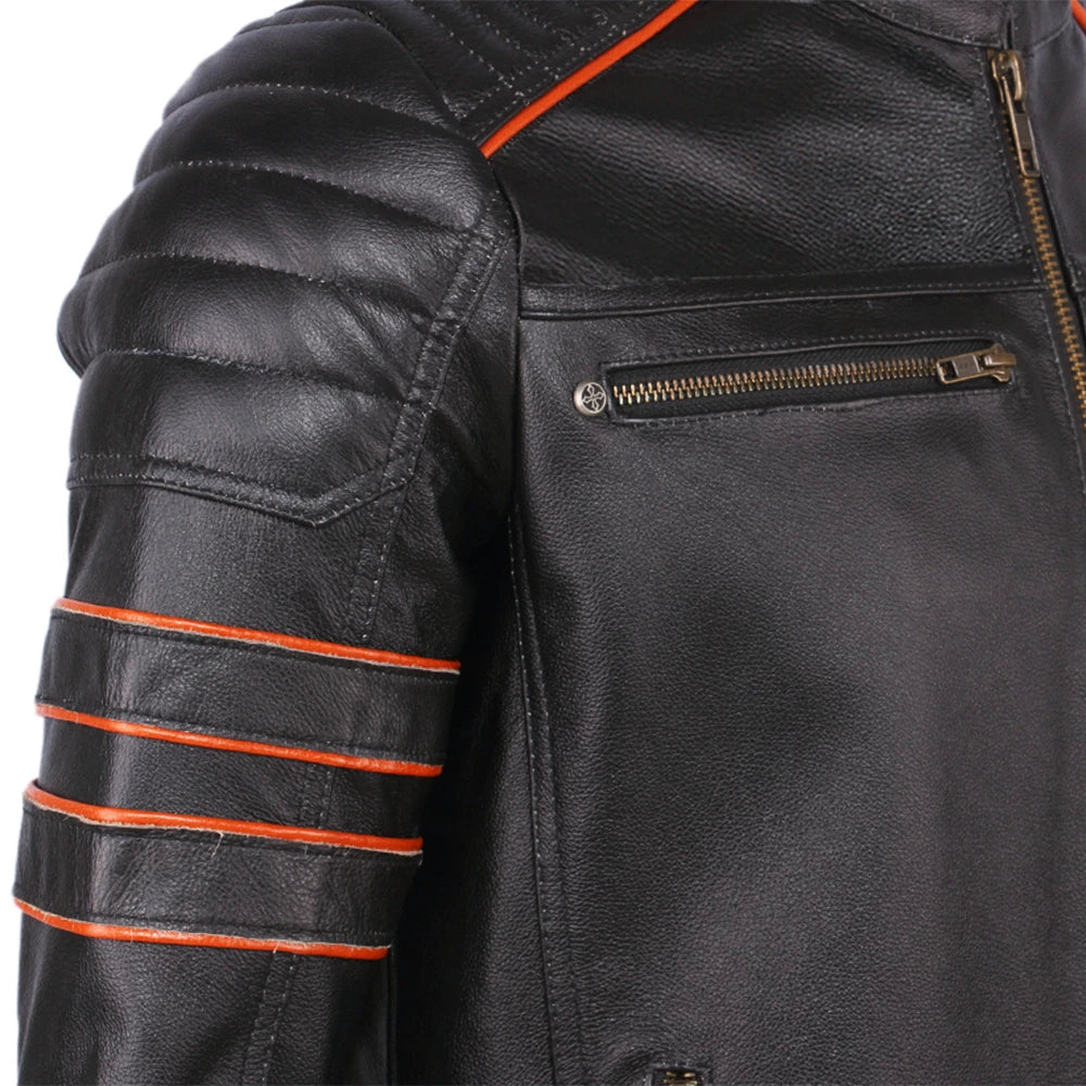 Premium Embroidery  Motorcycle Leather Jackets 100% Natural Cowhide Moto Jacket Biker Leather Jacket Mens