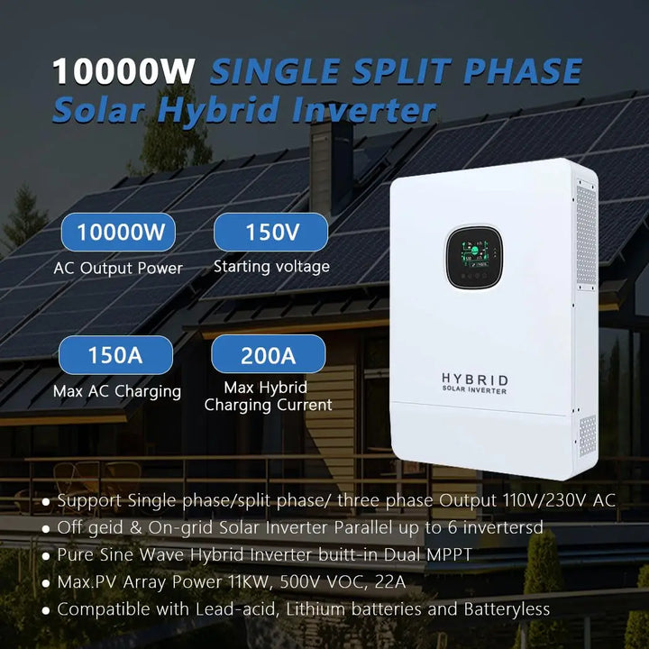 New 10KW Hybrid Solar Inverter 200A Solar Charger Enabled