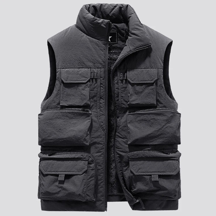 New Elite High Quality Fashion Men Cargo Vest Winter Thick Warm Sleeveless Sport Jacket Solid Windproof