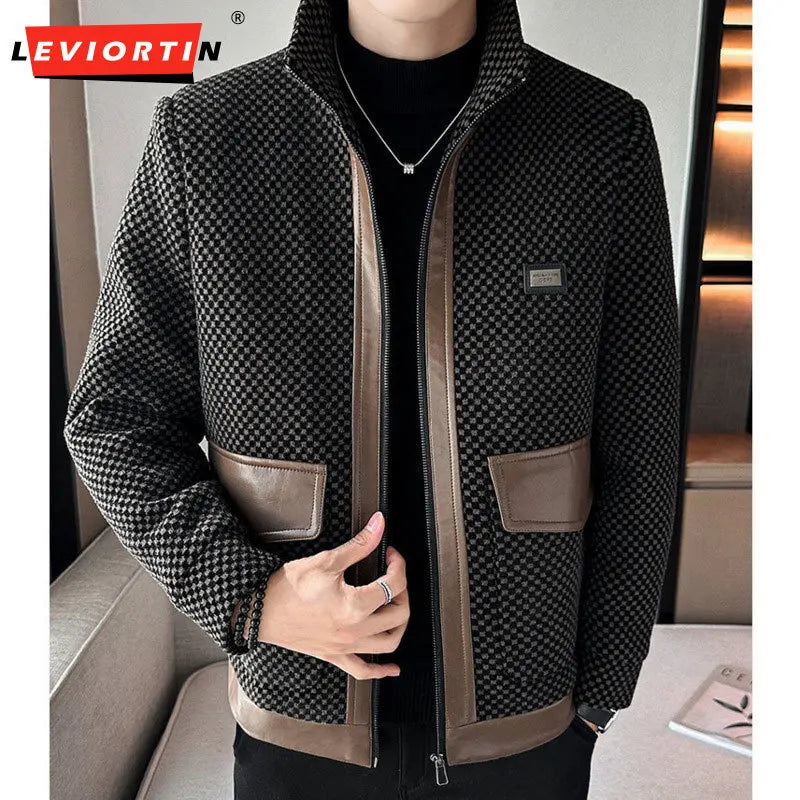 New Autumn/Winter Luxury Stylish Men's Chenille Plus Cotton Thickened and Warm Middle Aged Fashion Business Jacket