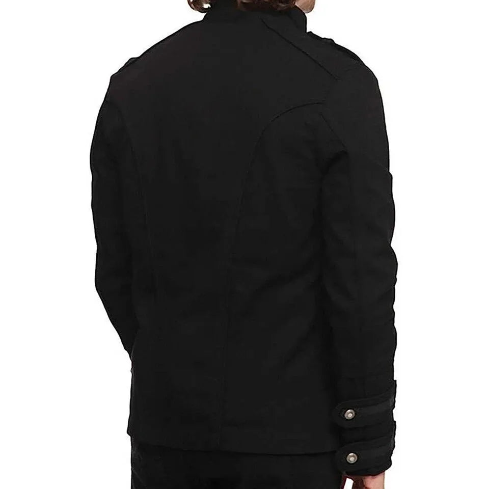 Men Black Gothic Steampunk Vintage Jacket