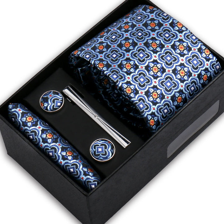 Classic Men's Tie Set Paisley Hanky Cufflinks - Gift Product 