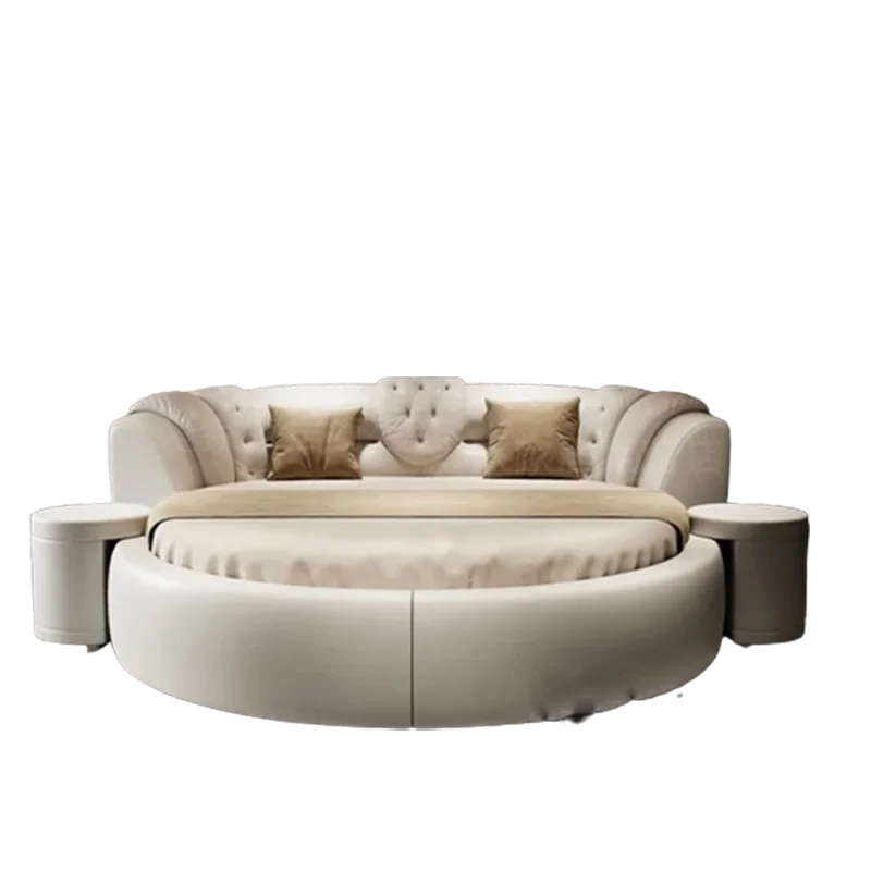 Premium European Lux Double Round Bed Modern Furniture