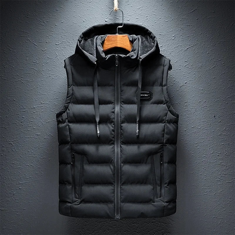 Mens Insulated Hooded Thickened Cotton Vest jacket