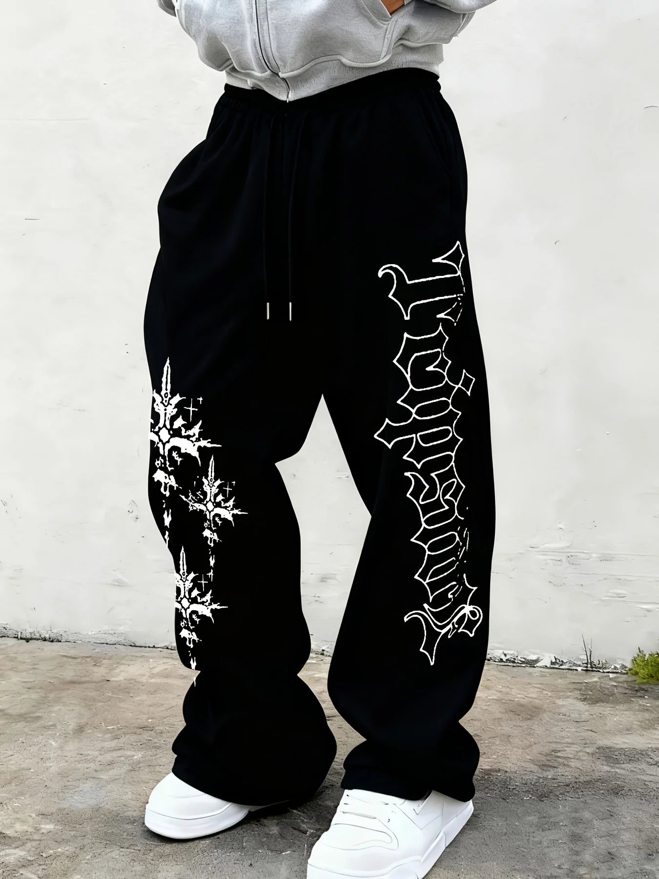 Mens Drawstring Streetwear Casual Sports Trousers