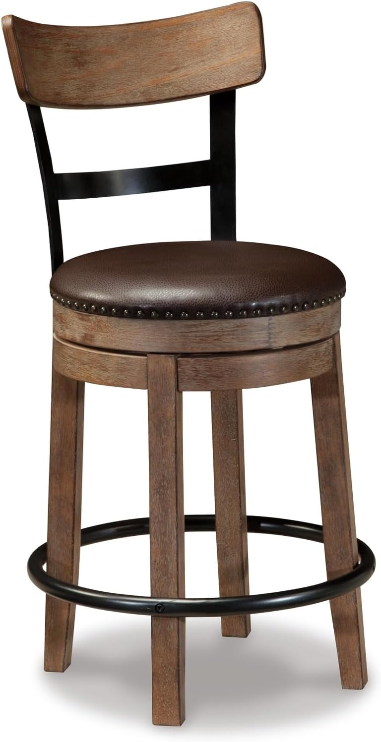 Bar Stool with 360° Swivel Seat – Cushioned Kitchen Island Stool, Wood & Metal Frame Counter Height Seating