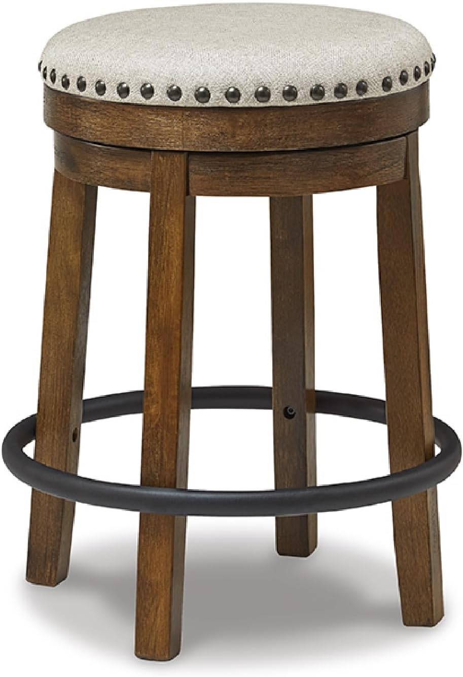 Bar Stool with 360° Swivel Seat – Cushioned Kitchen Island Stool, Wood & Metal Frame Counter Height Seating