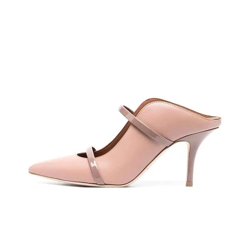 Modern Silver Strappy Women Heeled Sandals – Pointed Toe Slip-On Luxury Shoes for Women
