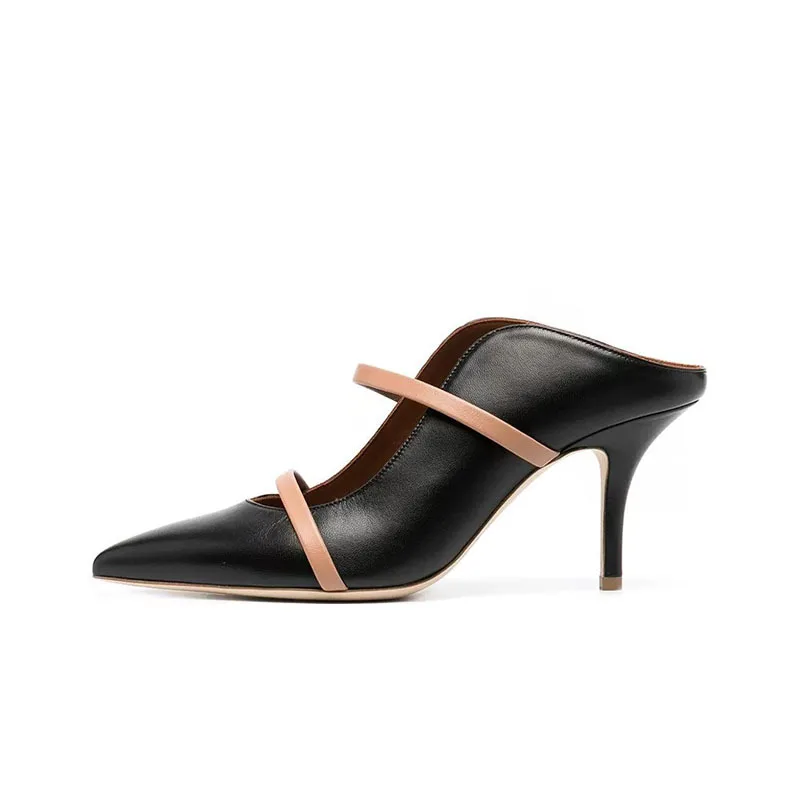 Modern Silver Strappy Women Heeled Sandals – Pointed Toe Slip-On Luxury Shoes for Women