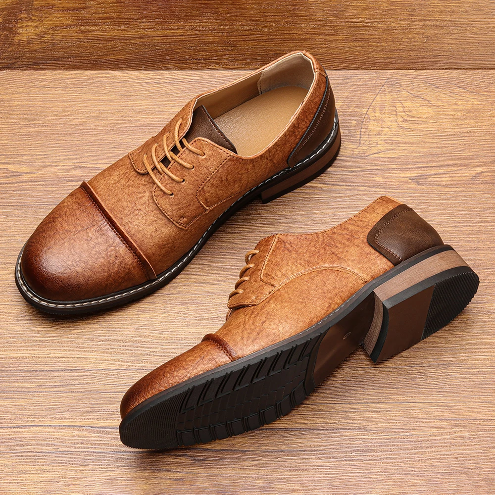 Men's Leather Derby Shoes – Casual Fashion Dress Shoes | Classic Smart-Casual Lace-Up Footwear