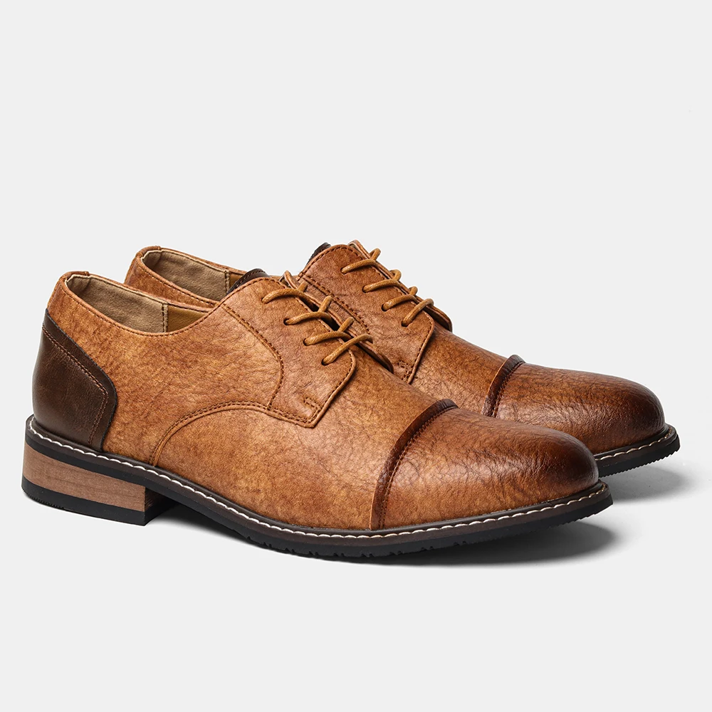 Men's Leather Derby Shoes – Casual Fashion Dress Shoes | Classic Smart-Casual Lace-Up Footwear