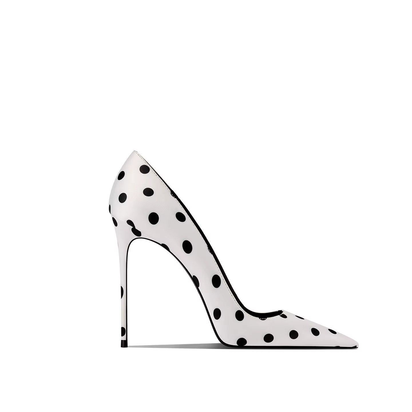 Luxury Women's Black Silk Polka Dot Pointed High Heels&nbsp;