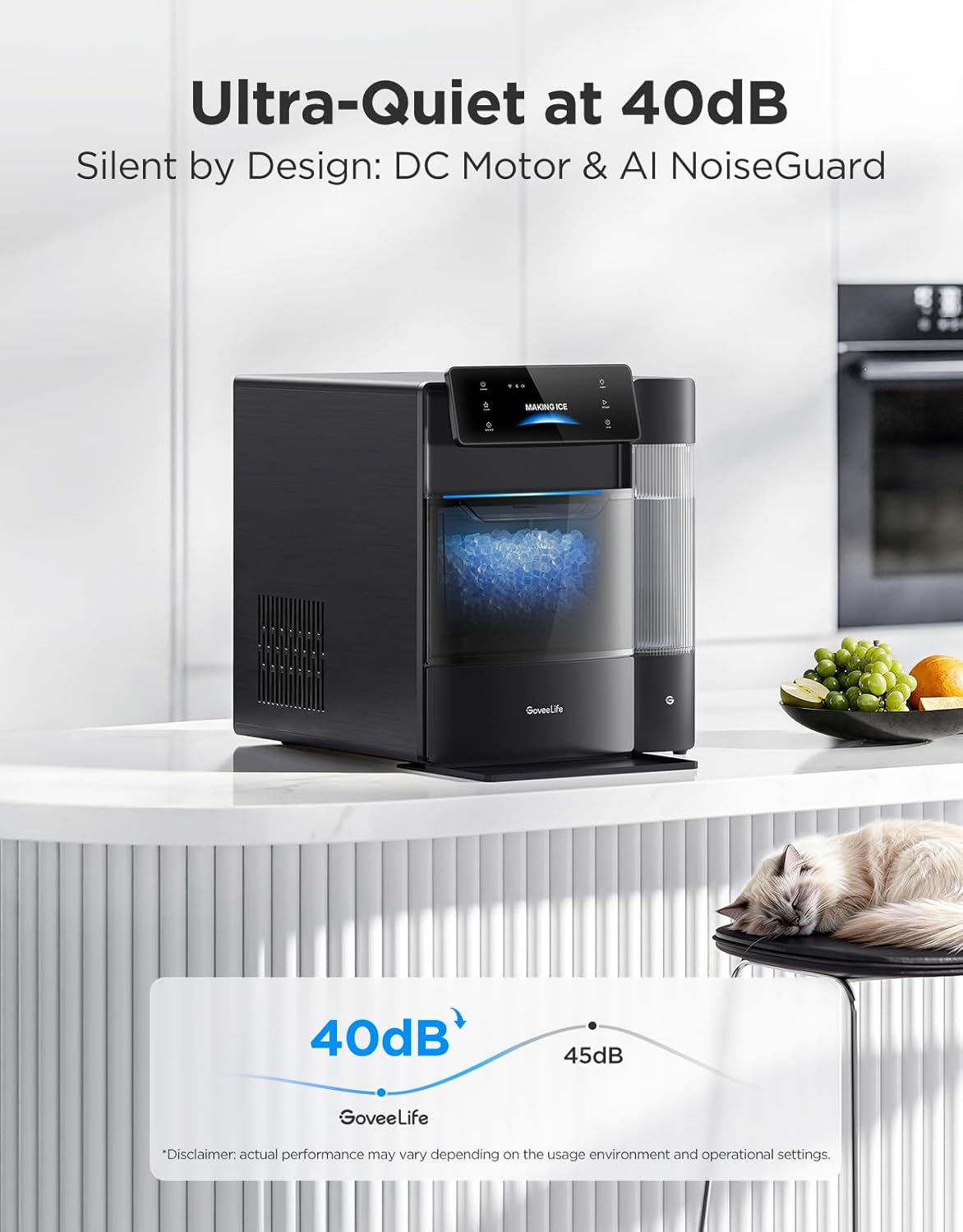 Premium Nugget Ice Maker Pro – Ice Production, WiFi App & Voice Control, Ultra-Quiet Countertop Ice Machine