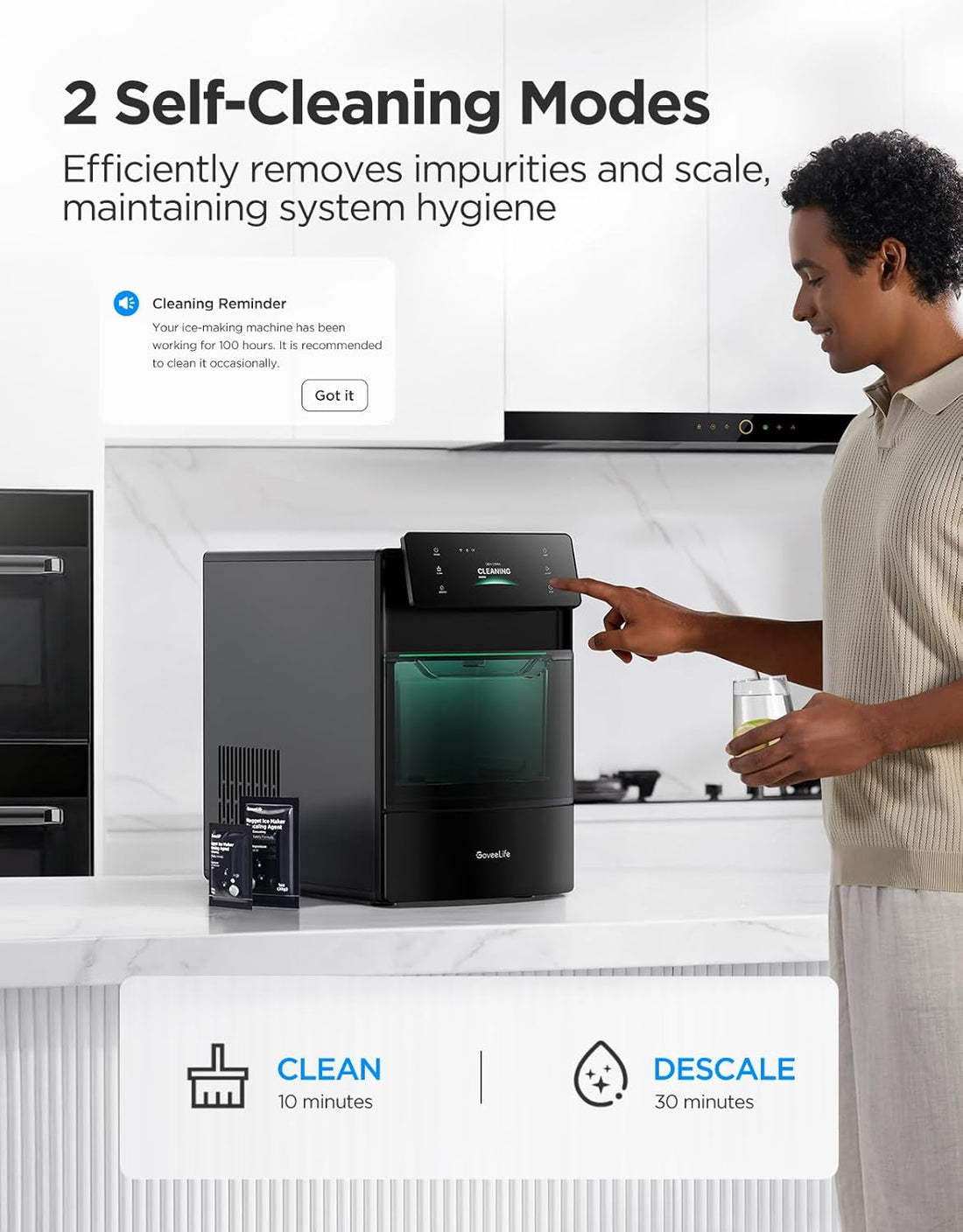 Premium Nugget Ice Maker Pro – Ice Production, WiFi App & Voice Control, Ultra-Quiet Countertop Ice Machine