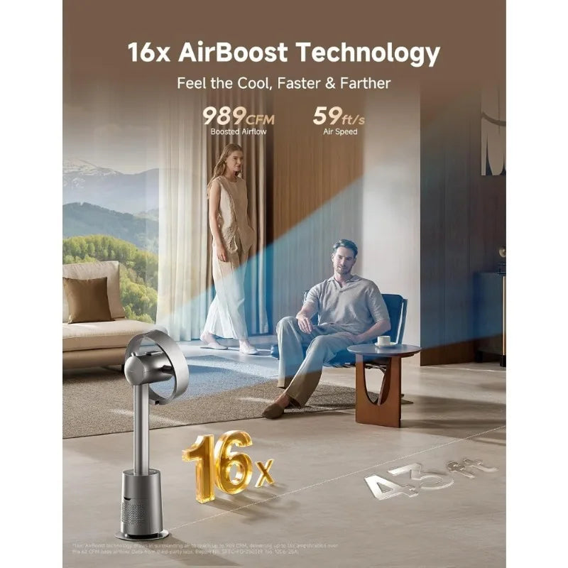 Smart Standing Tower Fan – 10 Speeds, 3 Modes, 270° Wide Angle Airflow, Temperature Adaptive Control
