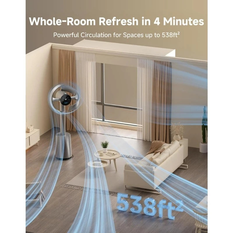 Smart Standing Tower Fan – 10 Speeds, 3 Modes, 270° Wide Angle Airflow, Temperature Adaptive Control