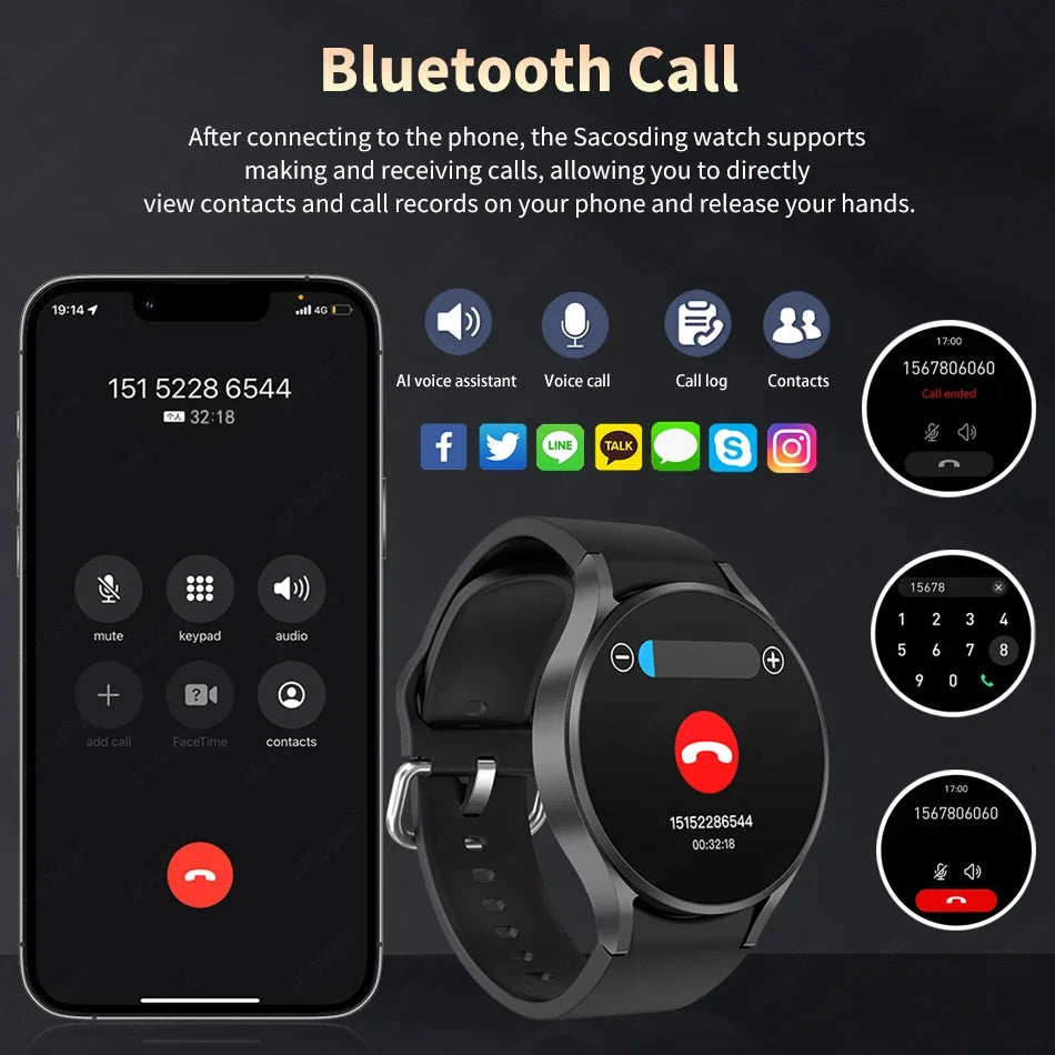 Sport Smart Watch Men NFC Custom Dial Voice Bluetooth Call Watch Smart Women Heart Rate Blood Pressure Smartwatch for Samsung