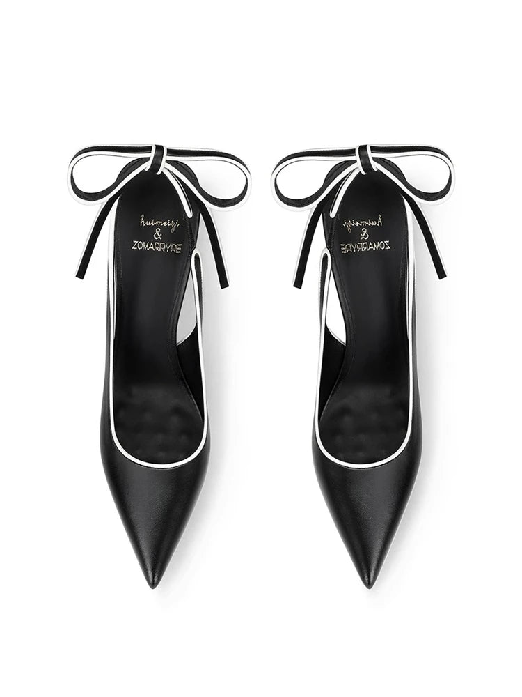 Women's Pointed-Toe Leather Lace-Up High-Heel Dress Sandals