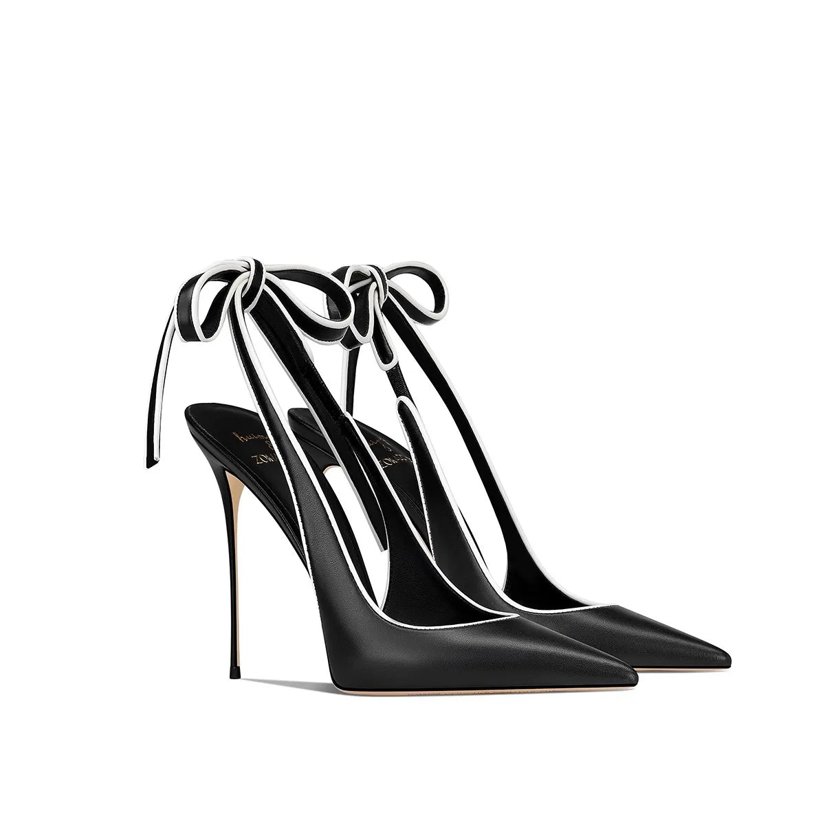 Women's Pointed-Toe Leather Lace-Up High-Heel Dress Sandals