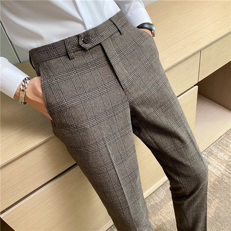 Men's New Checked Trousers – Fashion Business Casual Slim Fit Pants