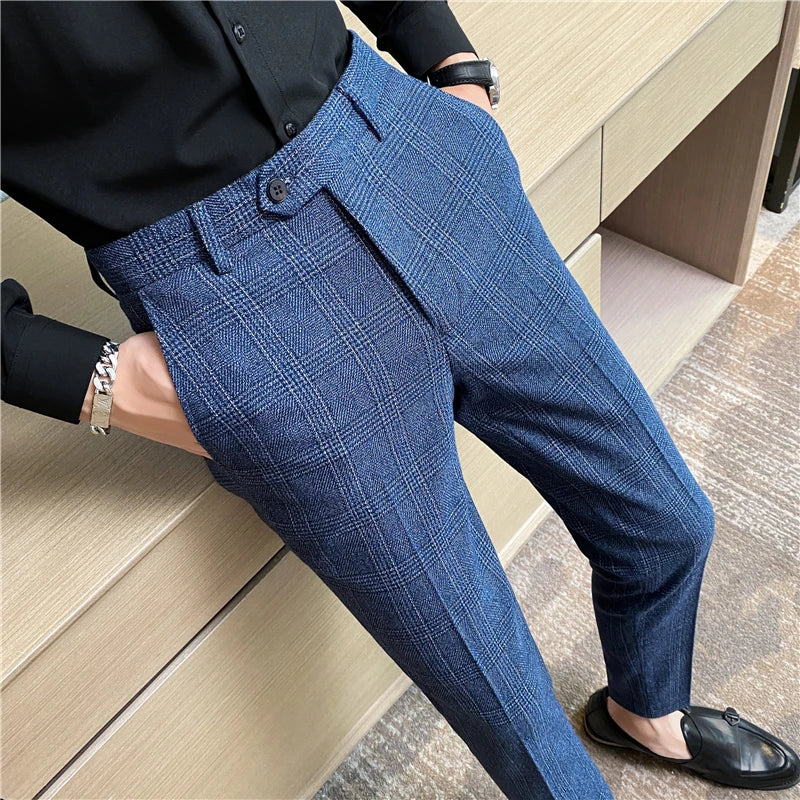 Men's New Checked Trousers – Fashion Business Casual Slim Fit Pants