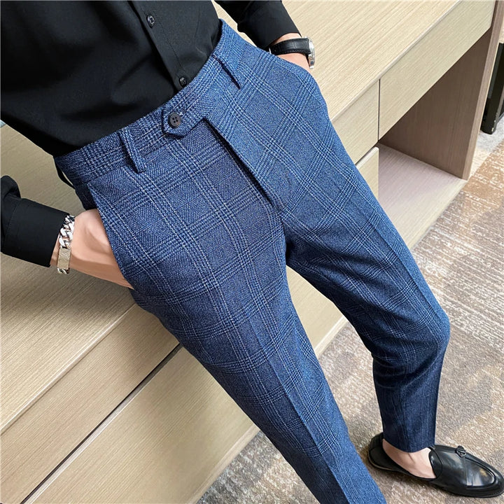 Men's New Checked Trousers – Fashion Business Casual Slim Fit Pants