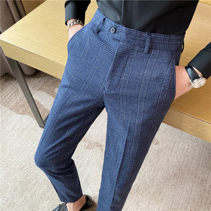 Men's New Checked Trousers – Fashion Business Casual Slim Fit Pants