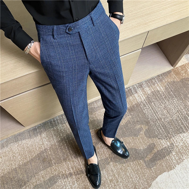 Men's New Checked Trousers – Fashion Business Casual Slim Fit Pants