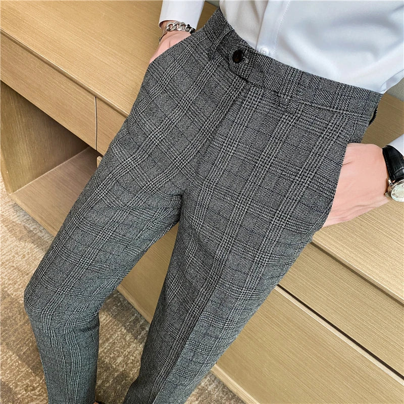 Men's New Checked Trousers – Fashion Business Casual Slim Fit Pants