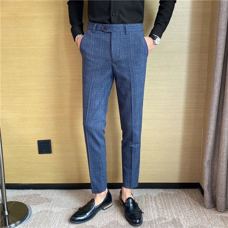 Men's New Checked Trousers – Fashion Business Casual Slim Fit Pants