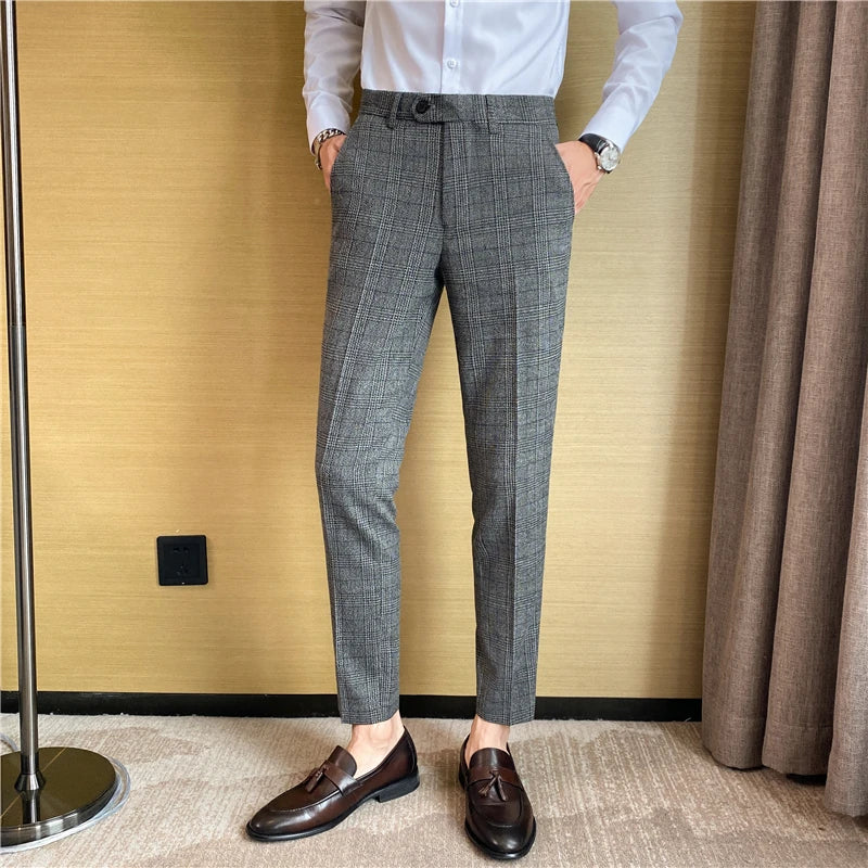 Men's New Checked Trousers – Fashion Business Casual Slim Fit Pants