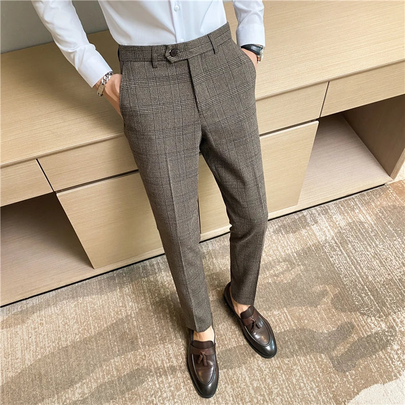 Men's New Checked Trousers – Fashion Business Casual Slim Fit Pants