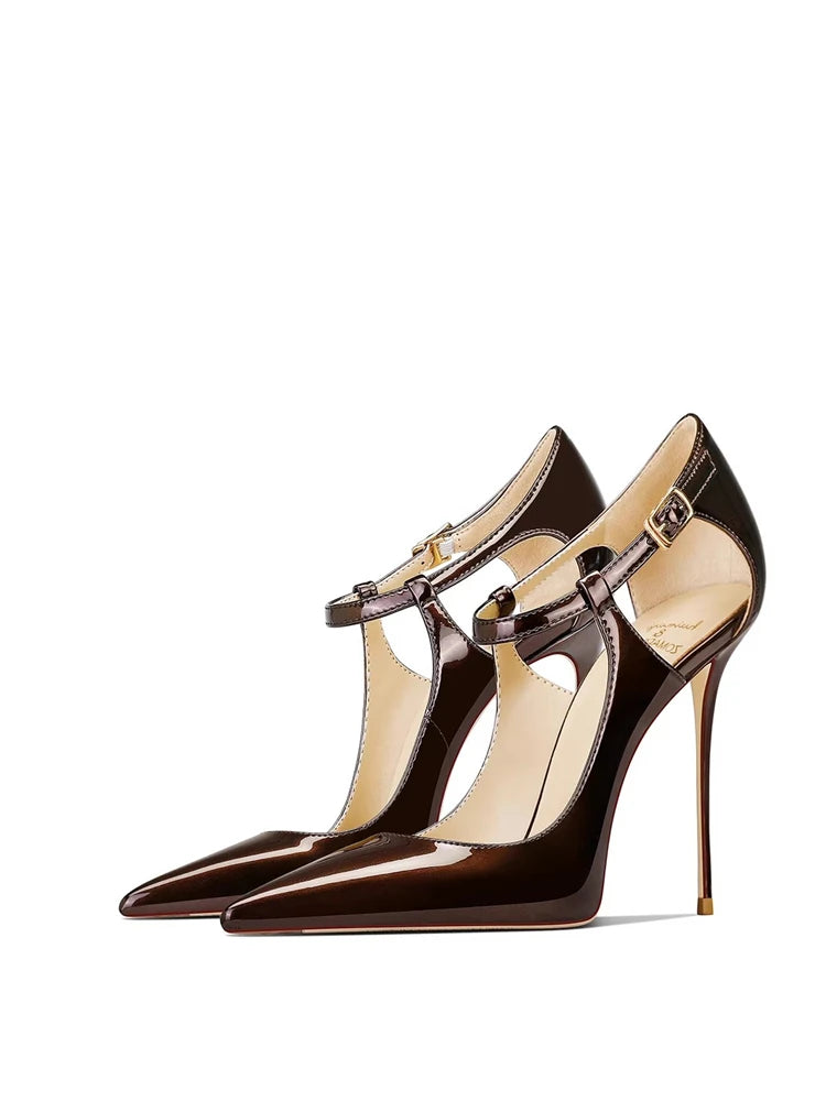 Women's Burgundy Genuine Leather Heel Slingback Sandals