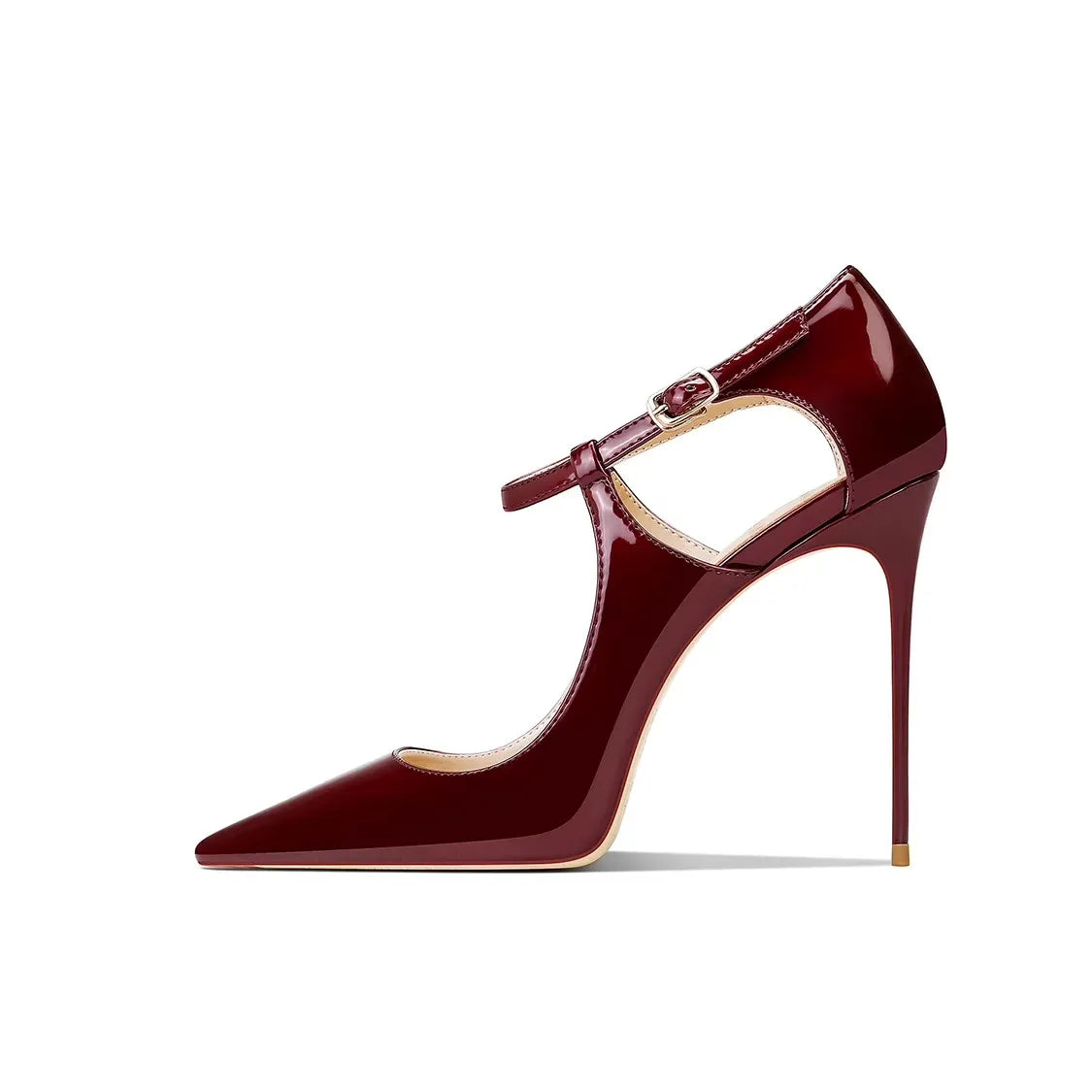 Women's Burgundy Genuine Leather Heel Slingback Sandals
