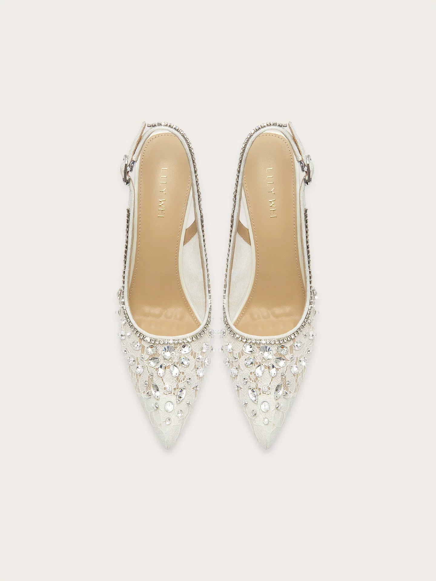 Luxury Crystal Lace Mesh Wedding Sandals for Women – Pointed Toe High Heels