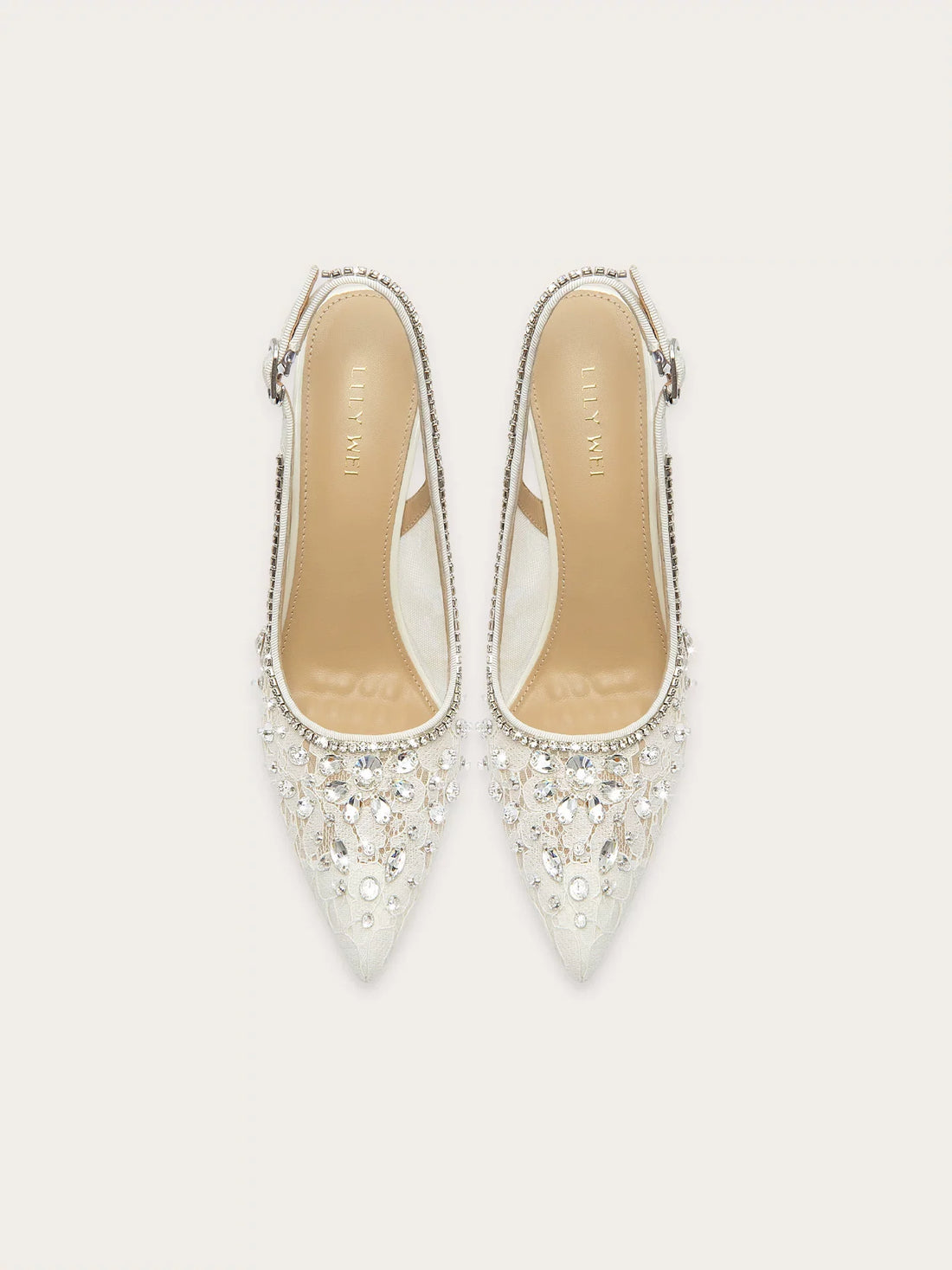 Luxury Crystal Lace Mesh Wedding Sandals for Women – Pointed Toe High Heels