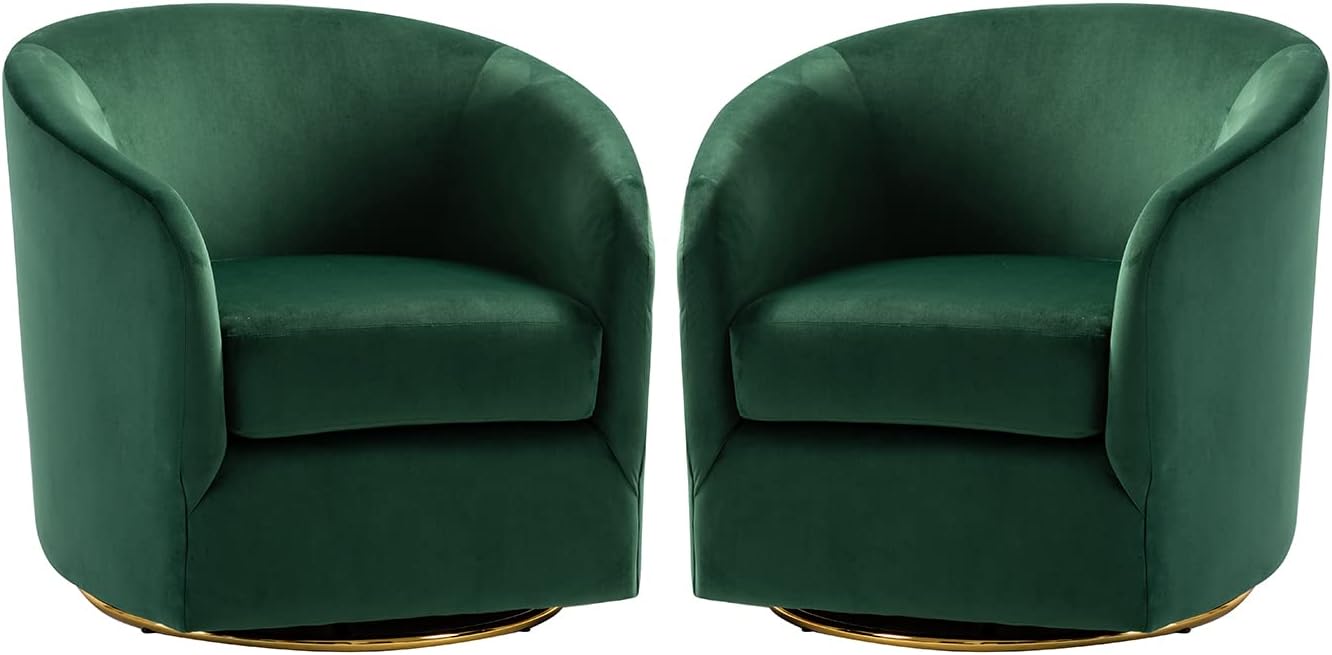 Modern Home Swivel Accent Chair Set of 2 with Gold Metal Base - Ultra Comfort sitting