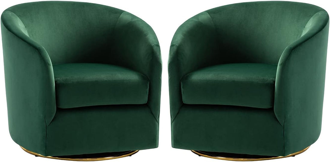 Modern Home Swivel Accent Chair Set of 2 with Gold Metal Base - Ultra Comfort sitting
