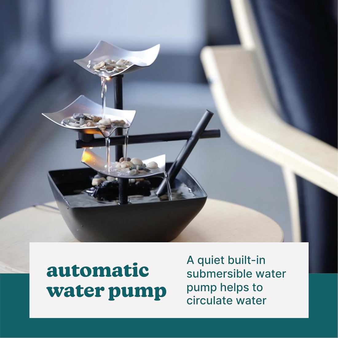 New Indoor Home Décor Soothing Sound Machine, Zen Desktop Tabletop Water Fountain for Bedroom, Office & Living Room