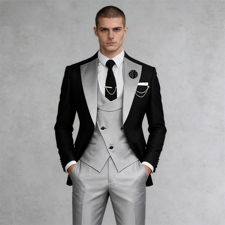 Men’s 3-Piece Suit Set – Formal Business Tuxedo Jacket Vest & Pants, Wedding, Dinner & Evening Suit