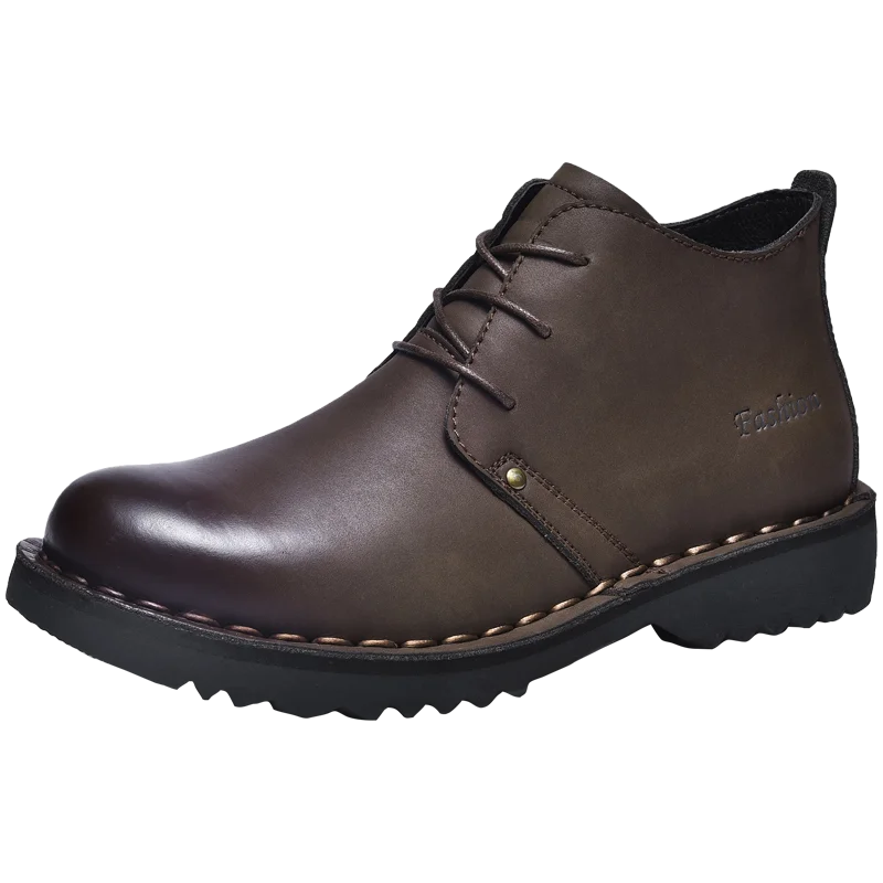 Men's Retro Leather Boots - Platform Outdoor Leisure Flat Boots