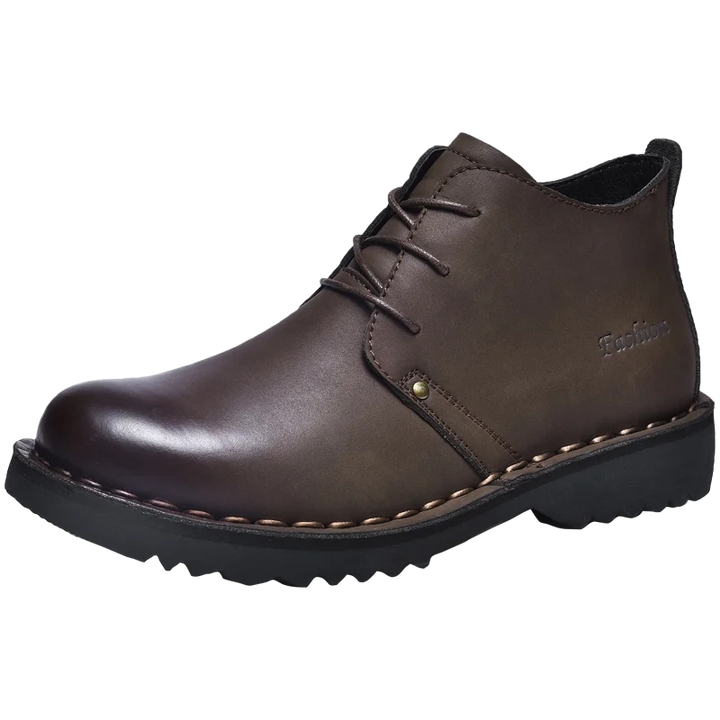 Men's Retro Leather Boots - Platform Outdoor Leisure Flat Boots