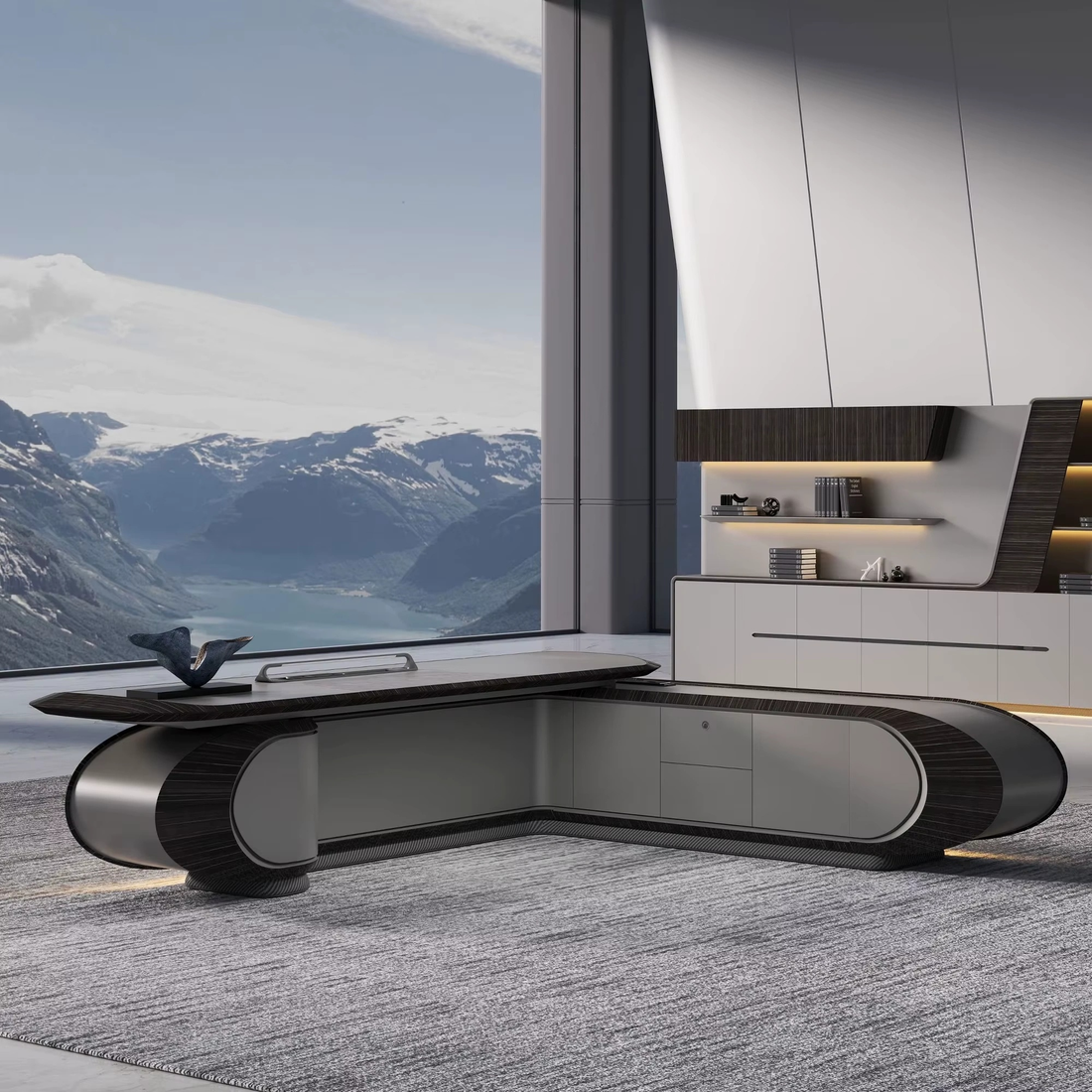 Premium High Gloss CEO Executive Desk – Modern Minimalist Boss Table