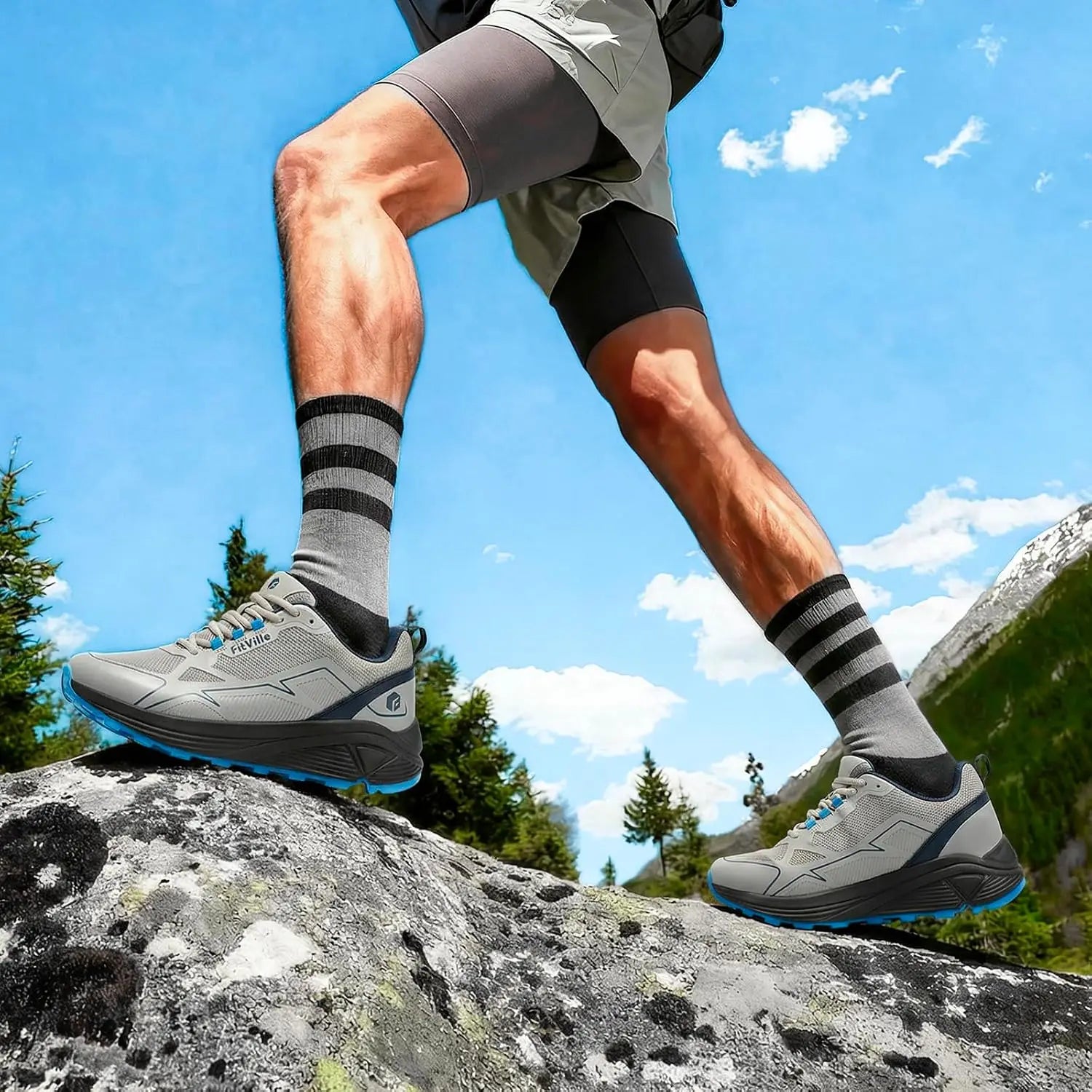 Men's Trail Running Shoes – Wide Toe Box Walking Sneakers - Anti Slip Shoes