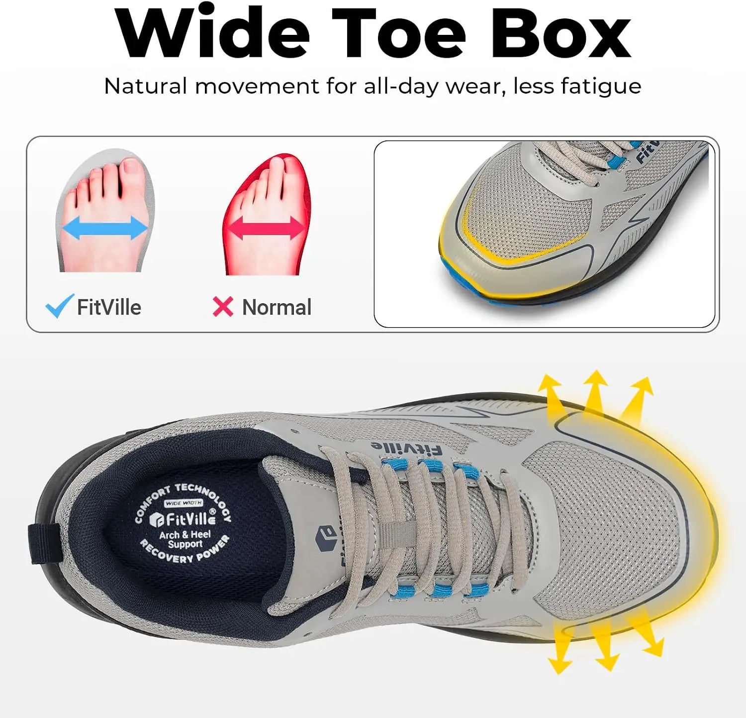 Men's Trail Running Shoes – Wide Toe Box Walking Sneakers - Anti Slip Shoes
