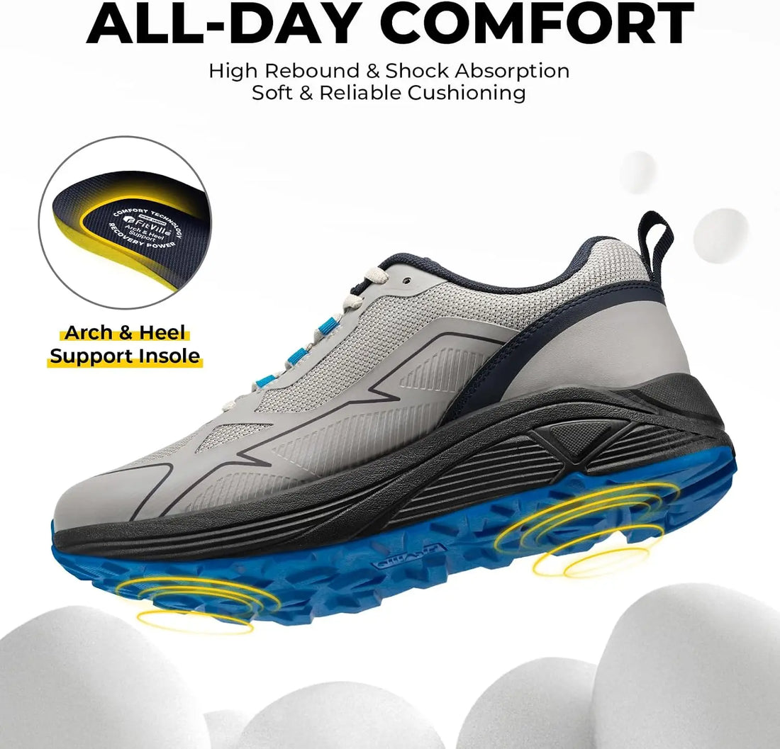 Men's Trail Running Shoes – Wide Toe Box Walking Sneakers - Anti Slip Shoes