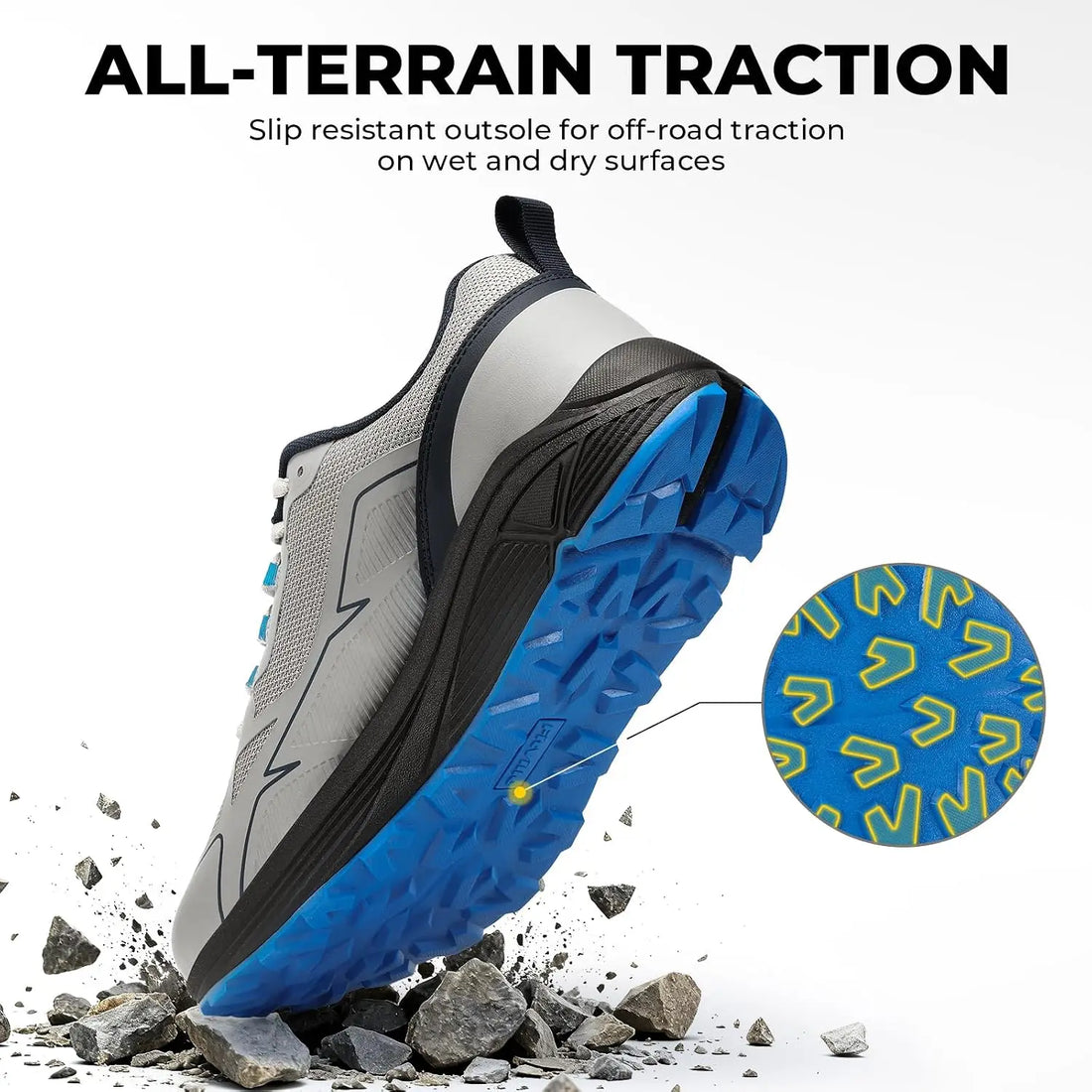 Men's Trail Running Shoes – Wide Toe Box Walking Sneakers - Anti Slip Shoes