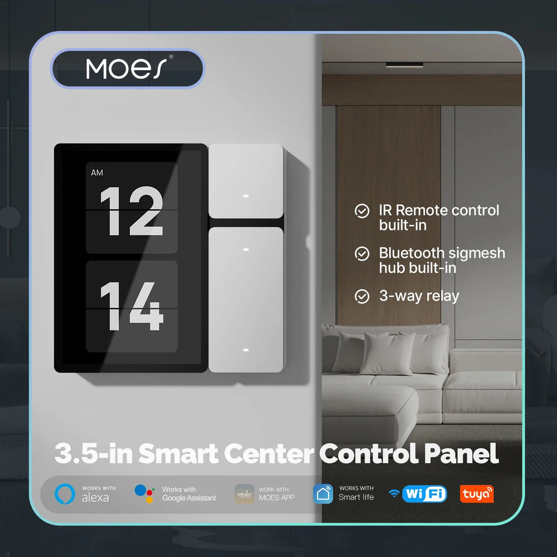 All-in-One Home Automation Controller - WiFi Smart Control Panel 3.5” Touch Screen, 3-Relay Switch with IR Remote & Bluetooth