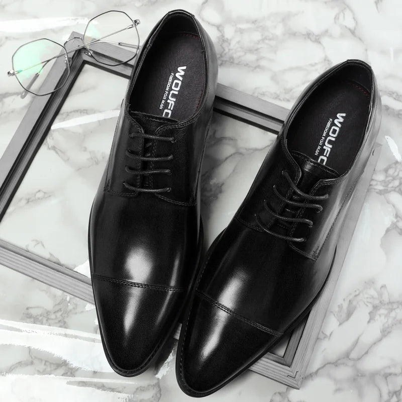 Men’s Two-Piece Genuine Leather Formal Shoes – Lace-Up Formal Business Wear